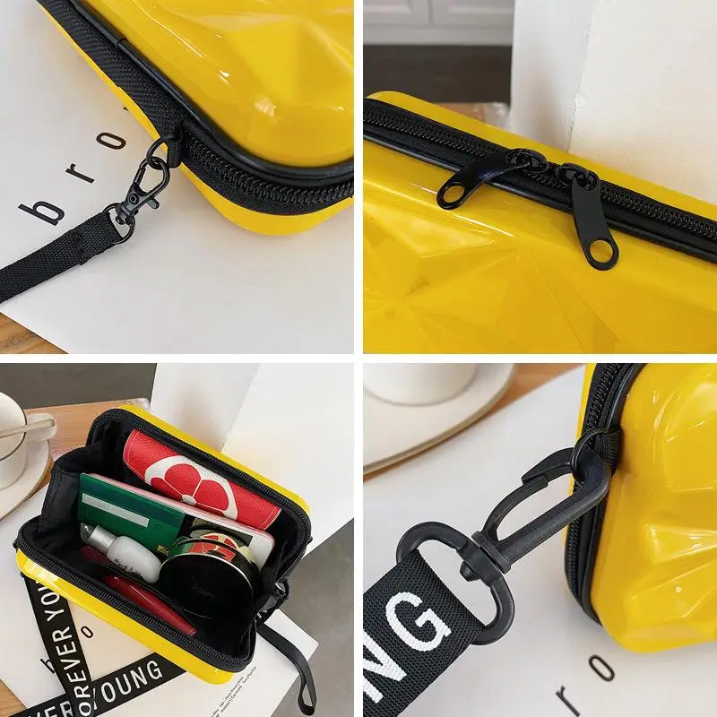 Women PVC Cosmetic Pouch Travel Suitcases Bag Shaped Wallet Handbag Makeup Storage Organizer Pouch Suitcase Shoulder Bag Clutch