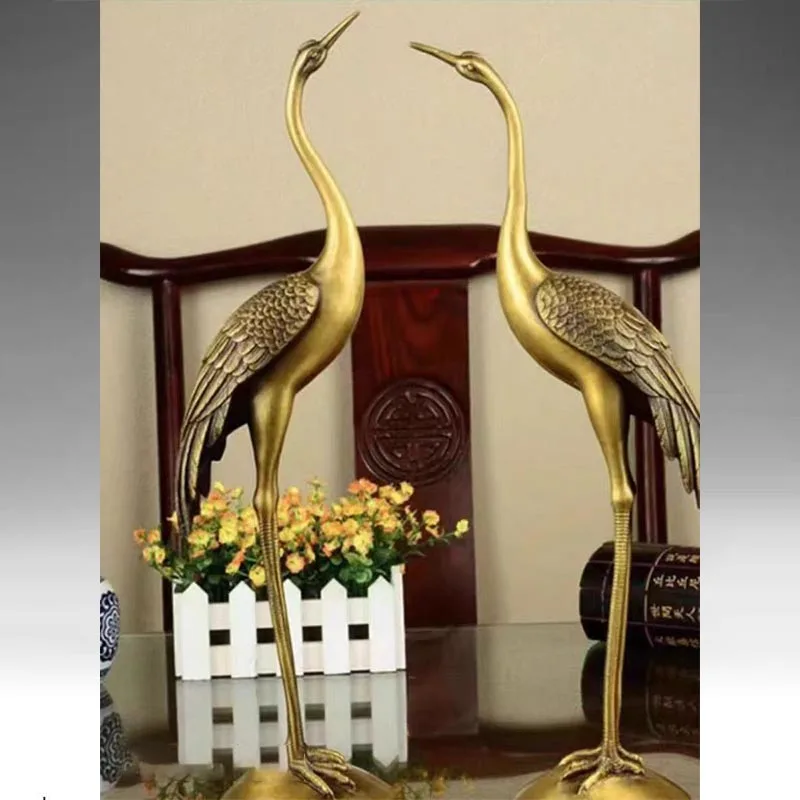 TOP COOL HOME Temple SHOP Taoism Buddhism Money Drawing GOOD LUCK Mascot#GOD Red-crowned crane FENGSHUI Brass statue decoration