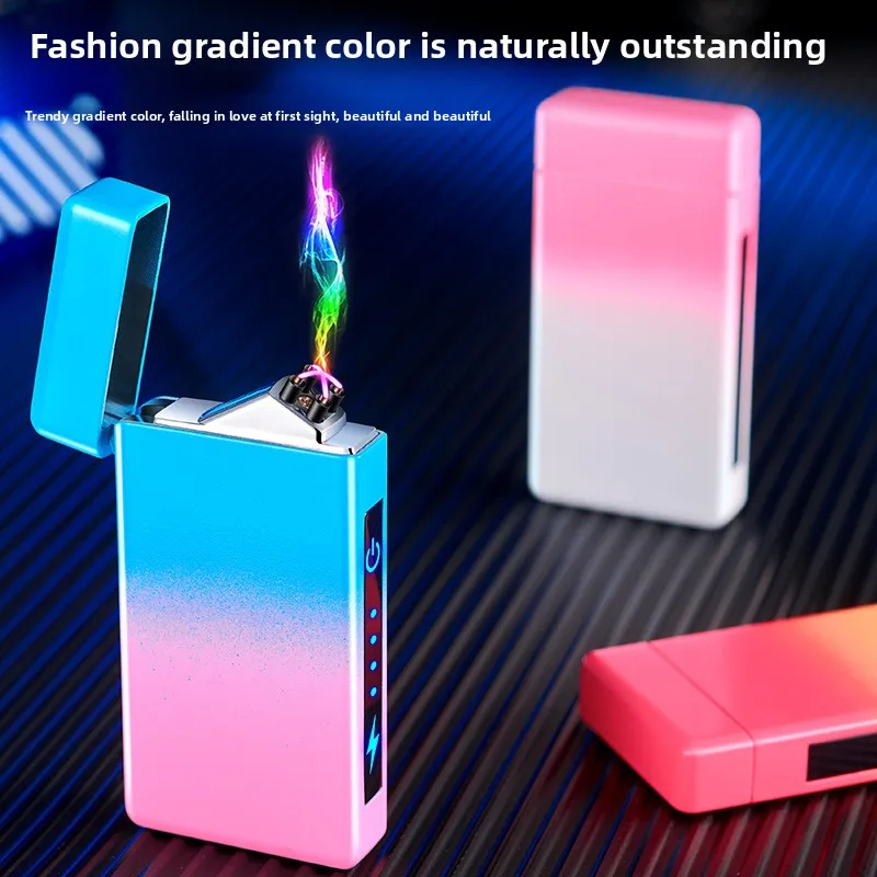 New USB Cigarette Lighter Power Display Pulse Windproof Double Arc Cigarette Lighter Touch Sensing Charging Cigarette Lighter - Detail 1