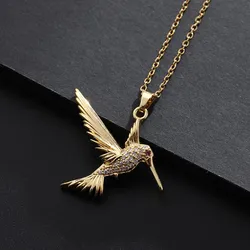 Ole 316L Stainless Steel Gold Plated Hummingbird Bird Pendant Necklace For Women Fashion Girls Woodpecker Clavicle Chain Sexy