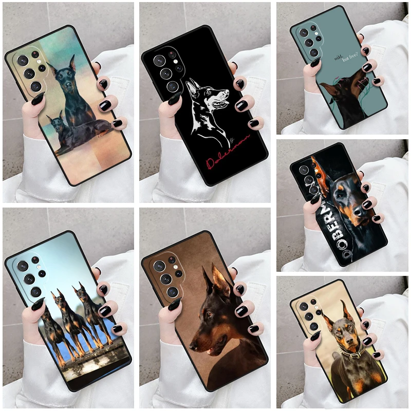 Phone Case For Samsung Galaxy S24 S23 S21fe S22 Ultra Plus Note 10 20 S8 S9 S10 Cover Doberman Pinscher Puppy Dog Canine Pattern