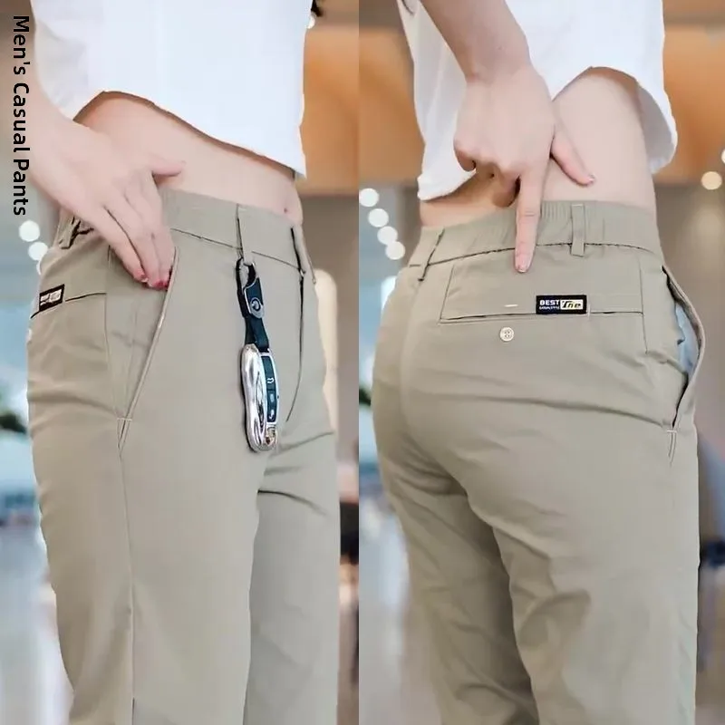 

Ice Silk Straight Leg Men's Casual Pants Thin Loose Summer Breathable Long Pants Youthful Vitali Sle Daily Wear