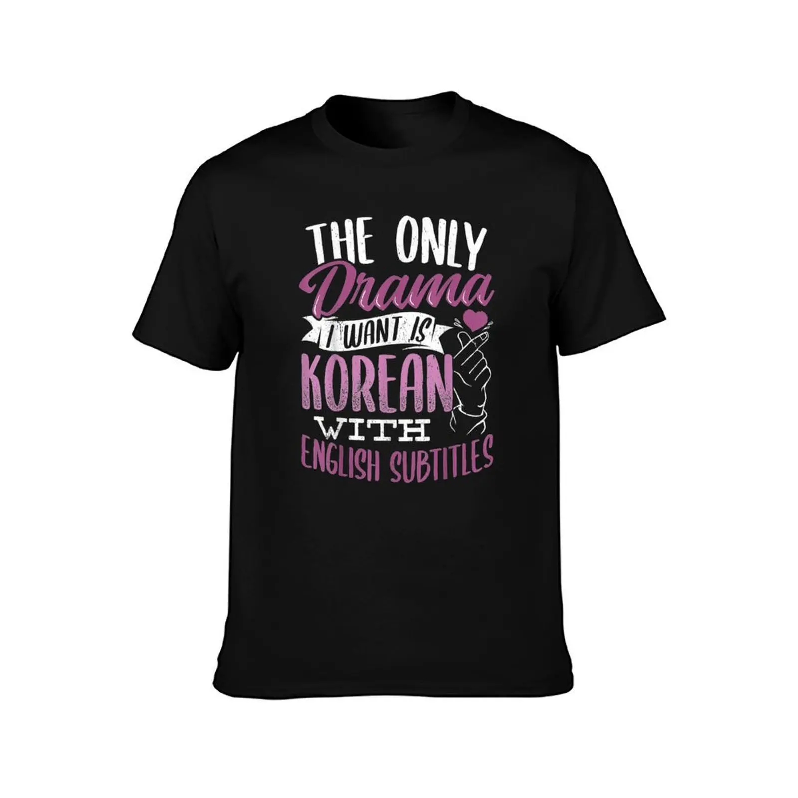 The Only Drama I Want Is Korean With English Subtitles T-Shirt, Summer Casual Cotton Tee, Oversized Streetwear Tops, 100% Cotton