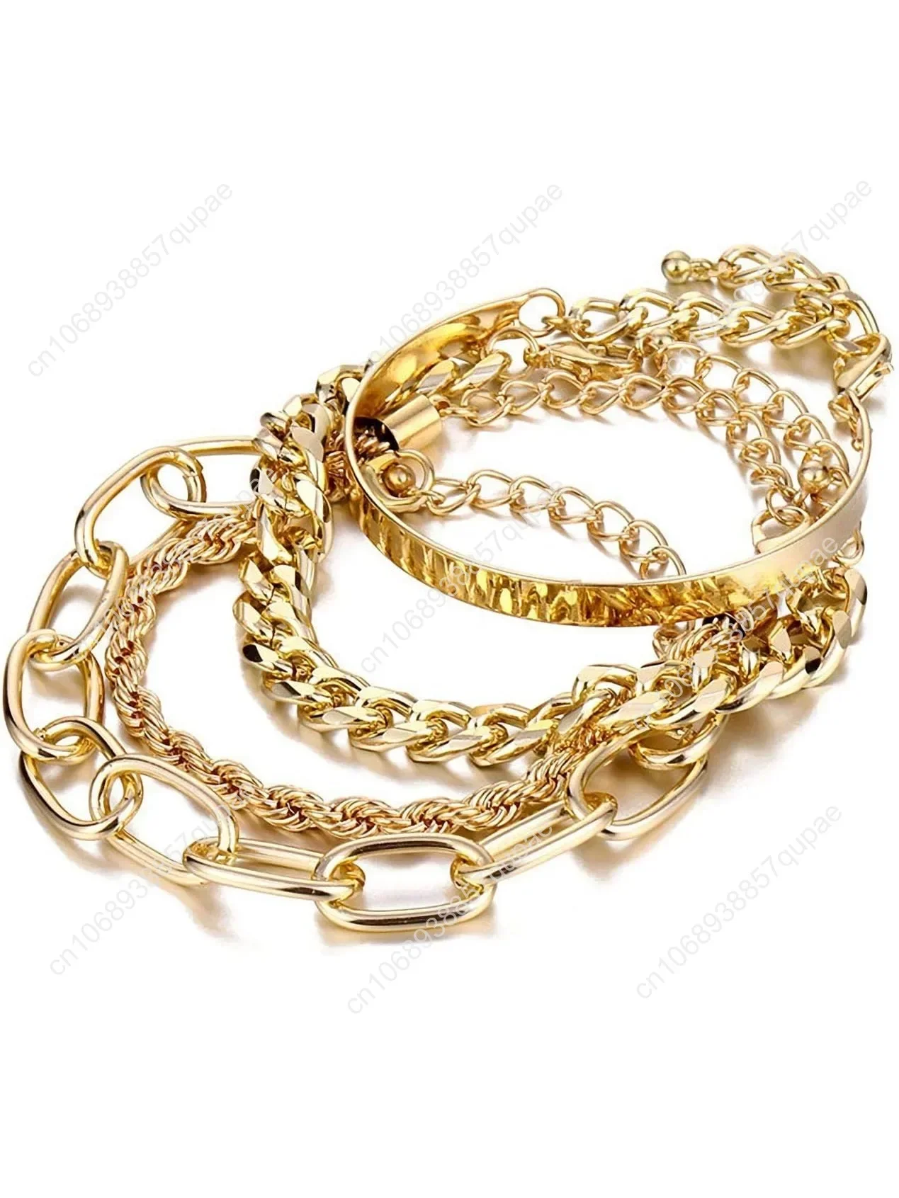 

Gold Bracelets for Women, 14K Gold Plated Dainty Layered Chain Bracelets Adjustable Cute Bangle Link Bracelet Set