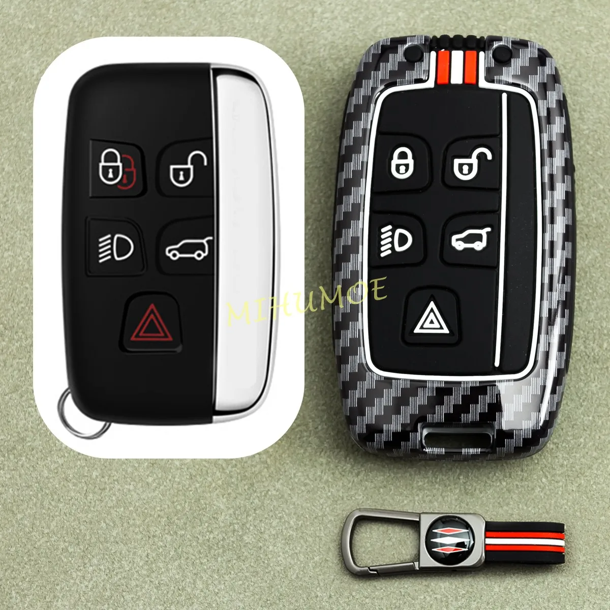 

For Land Rover Jaguar Metal Silicone Car Key Fob Case Cover Keychain For Range Rover Sport Evoque Velar XE XF XJ F-PACE F-TYPE