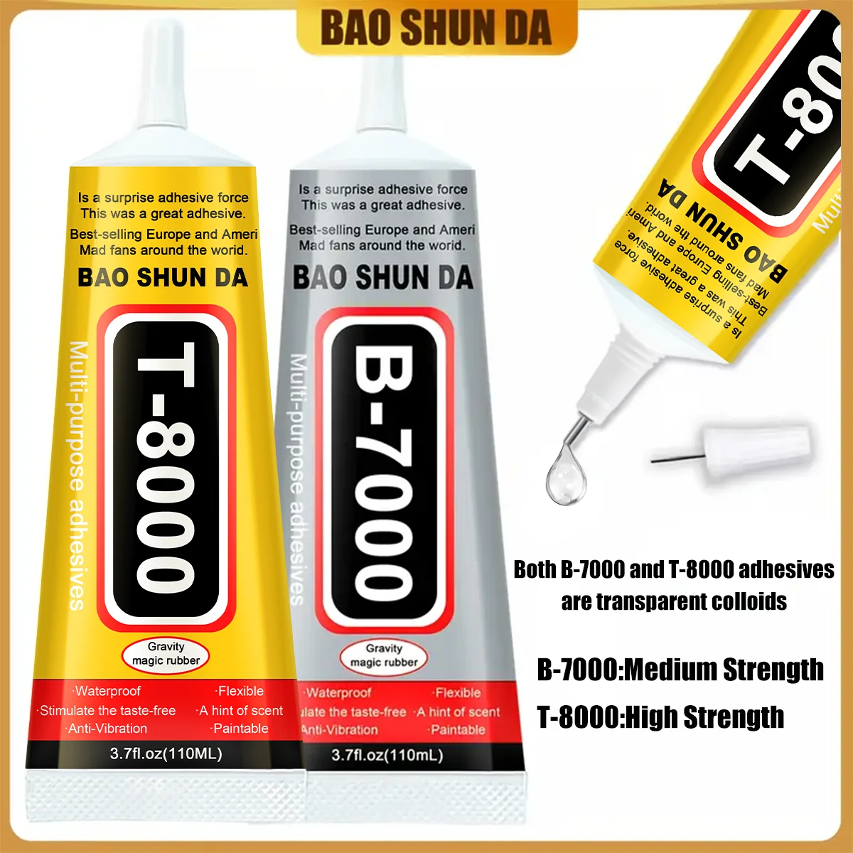 Adesivos de manutenção de telefone de contato B7000, estrutura T8000, tampa da bateria, adesivos de manutenção de vidro, 15ml, 50ml, 110ml