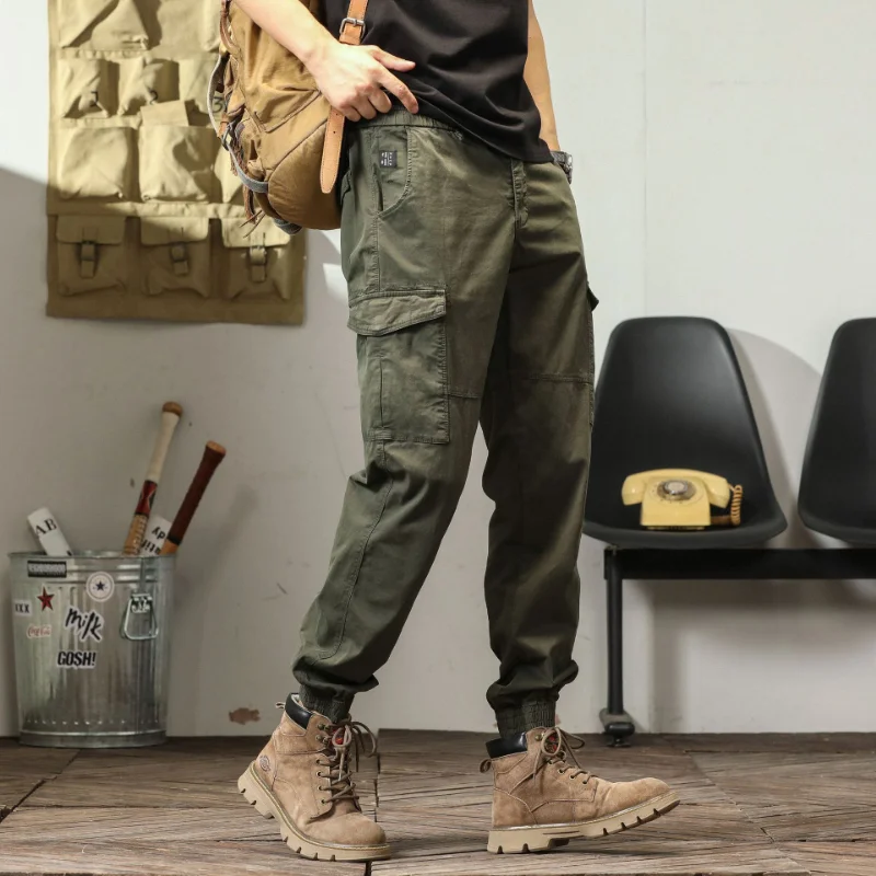 Cargo Pants Men's New Casual Sports Versatile Elastic Waist Multi Pocket Elastic Loose Leggings