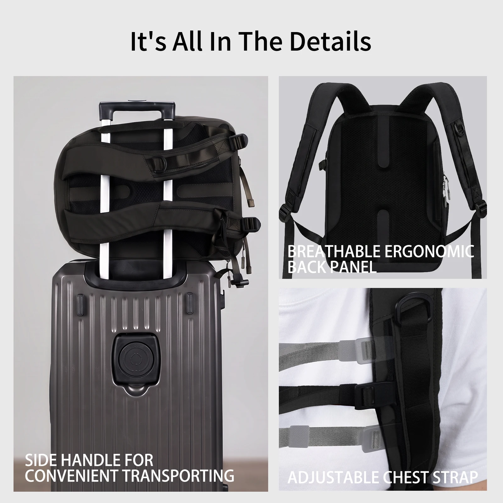 Besnfoto Camera Bag Backpack Waterproof Side Access Photography Travel Rucksack for DSLR Mirrorless Lens Drone Laptop