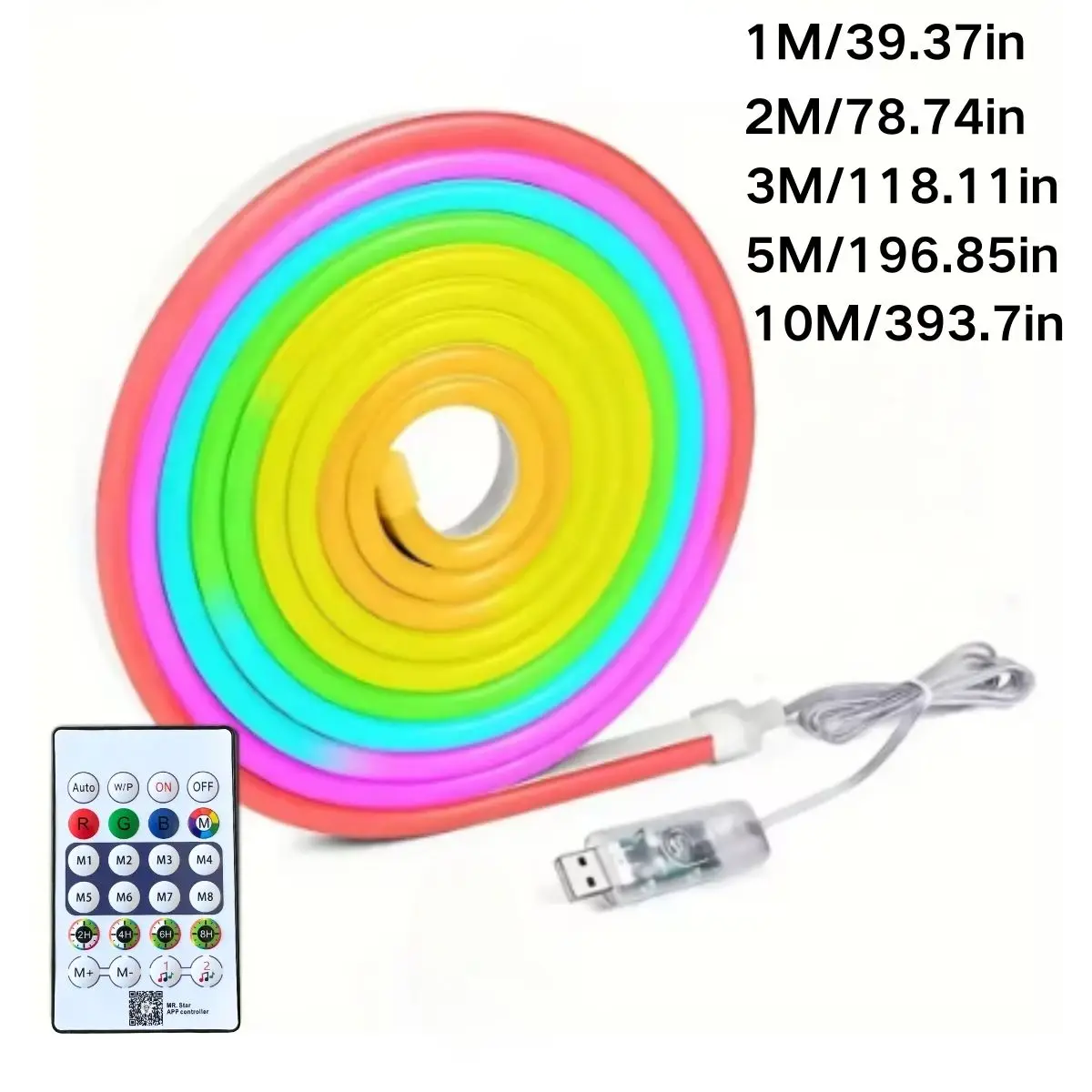 شريط إضاءة نيون USB DIY للتحكم في التطبيق وجهاز التحكم عن بعد RGB تغيير لون شريط إضاءة LED مرن لتزيين غرفة النوم