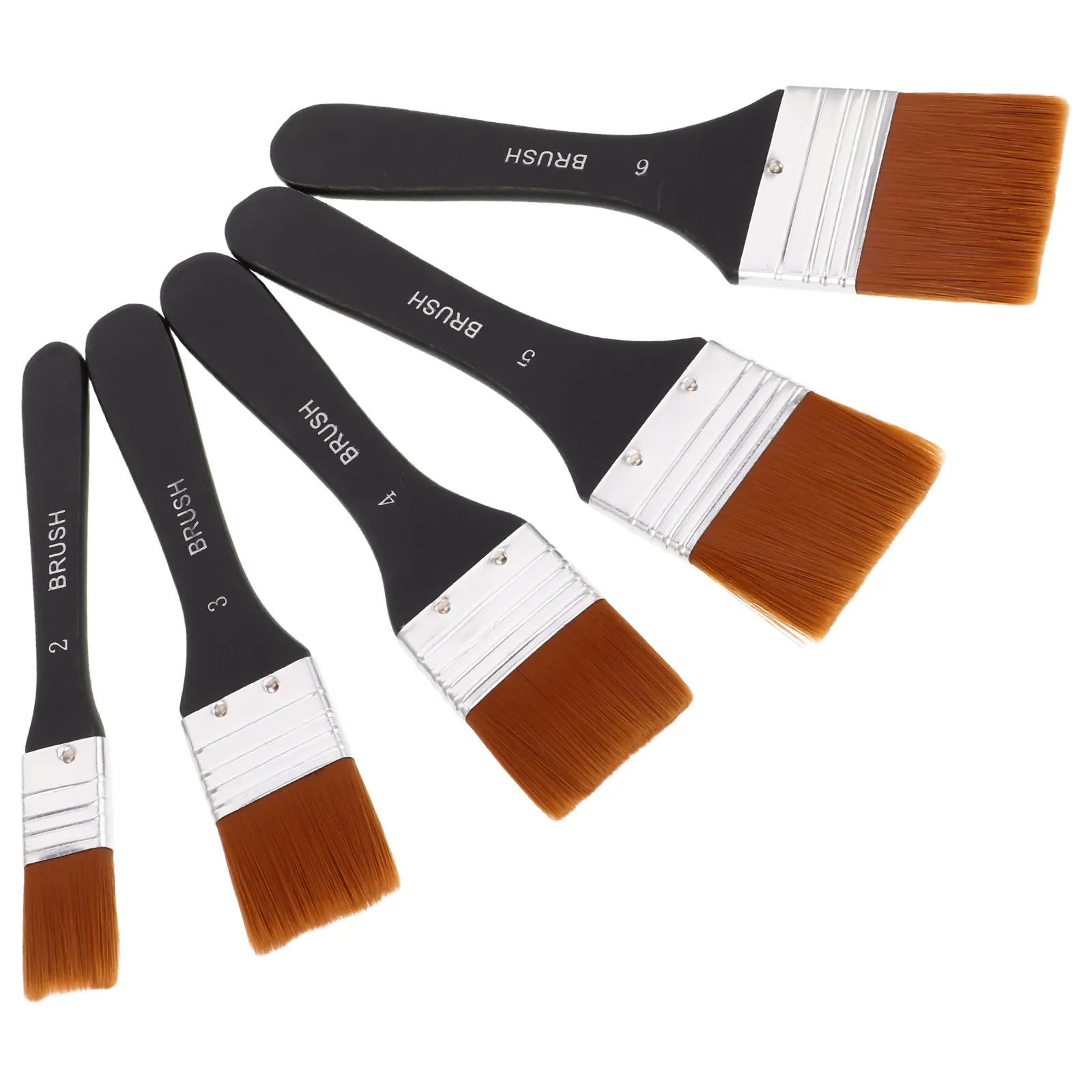 

5Pcs Flat Artist Brushes Nylon Bristles Wooden Handle for Acrylic Oil Watercolor Painting Canvas Gesso Varnish Texture Effects
