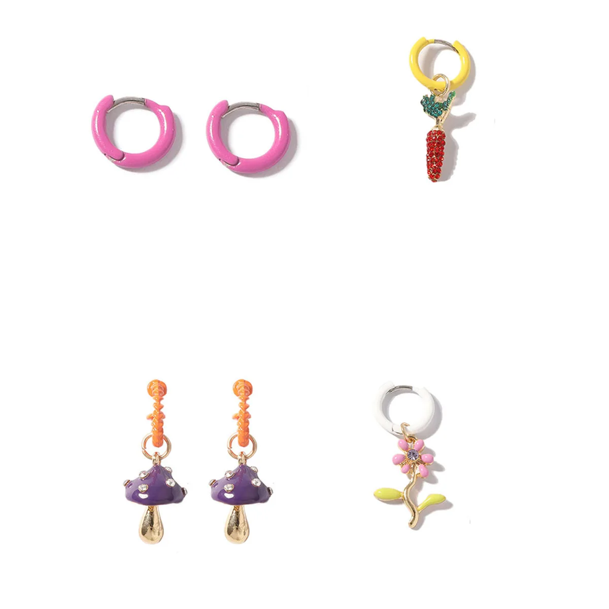 New ZAA Enameled Charm Earring Pack Pastoral Style Earrings for Fashion Women Girls Jewelry Holiday Party Accessories