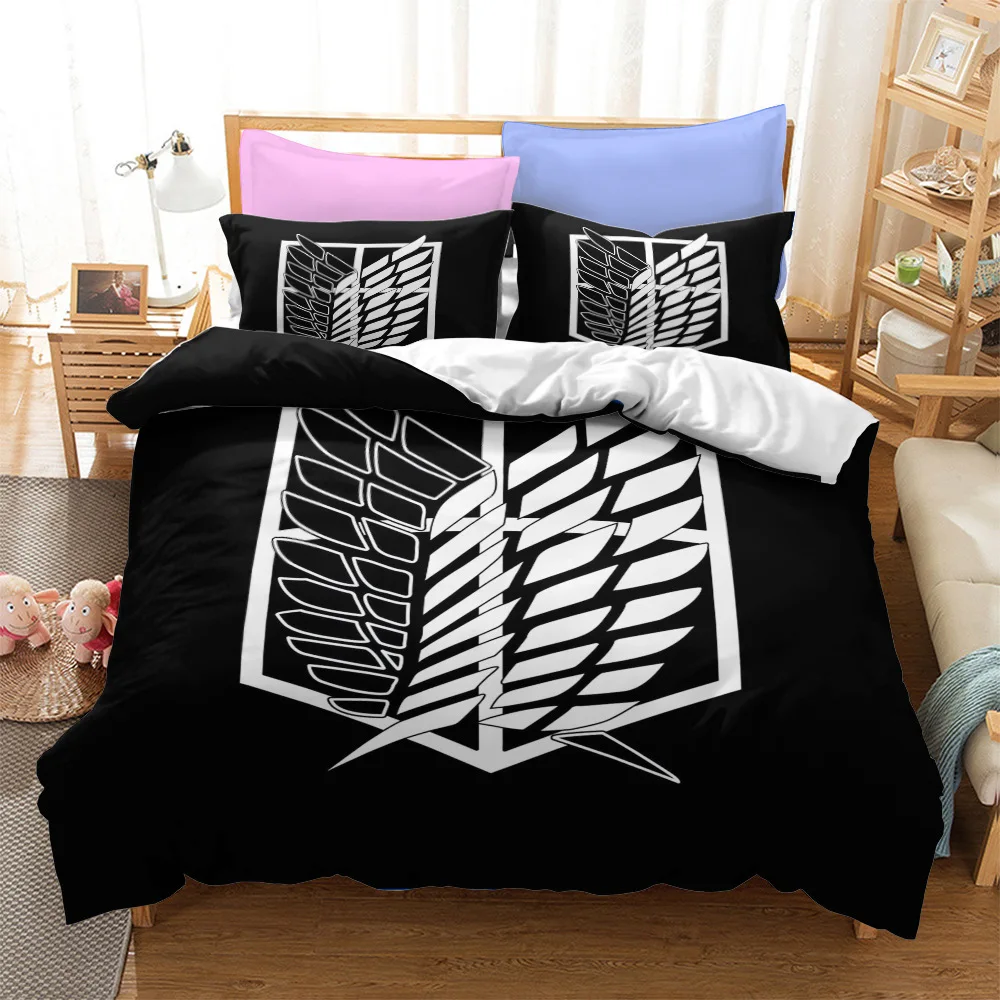 Anime Attack on Titan 3D Printed Bedding Set Duvet Cover Pillow Case Comforter Cover Adult Kids Bedclothes Bed Linens Gift