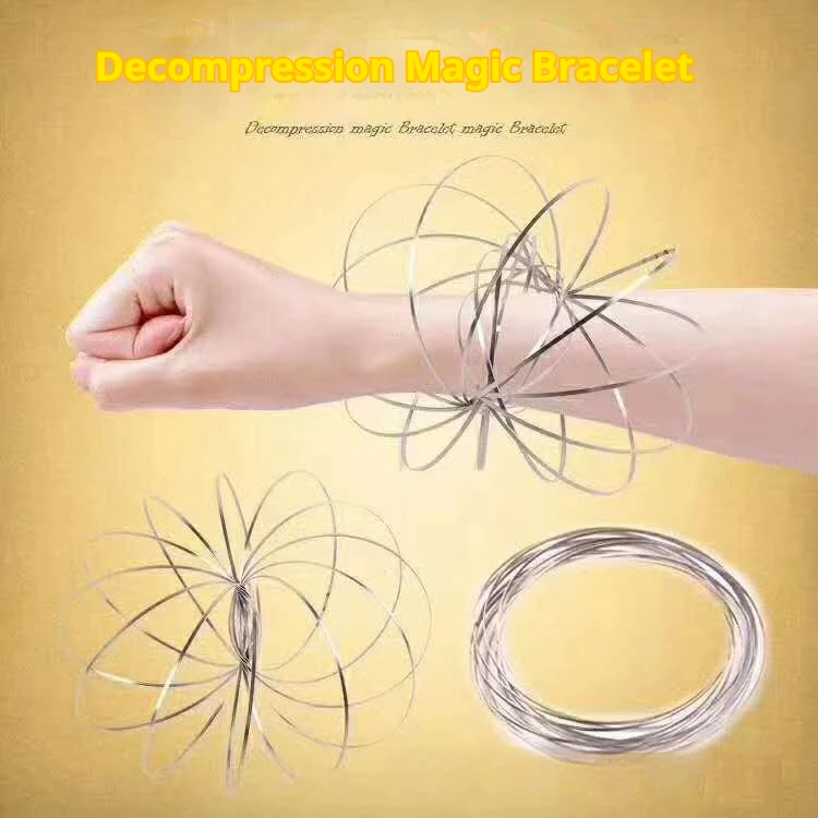 

Decompression Magic Bracelet Flow Ring Anti-Stress Kinetic Spring Stainless Steel 3D Shaped Sensory Color Rings Fun Party Toys