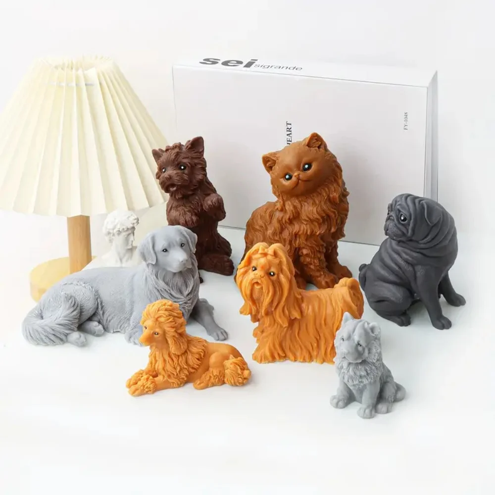 Silikon-Kerzenform, DIY-Formen mit Tiermotiv zum Basteln von Epoxid-Ton, persisch/Yorkshire/Shih Tzu/Mops/Pudelform, Geschenk, Heimdekoration
