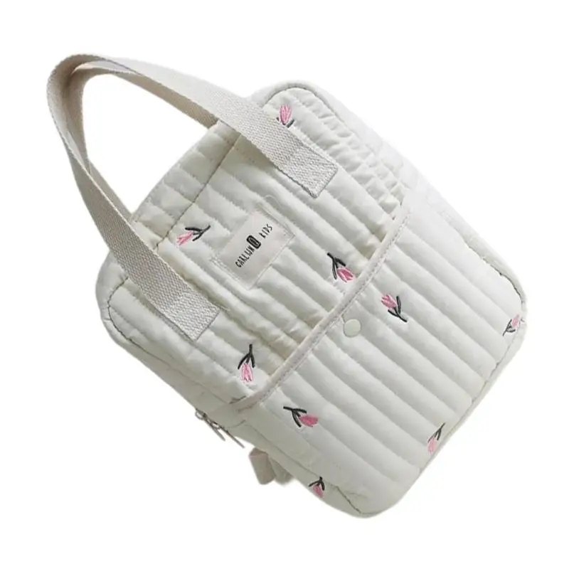 U13F Borsa da viaggio per pannolini per bambini capacità con ricamo elegante e comoda cintura fissaggio per