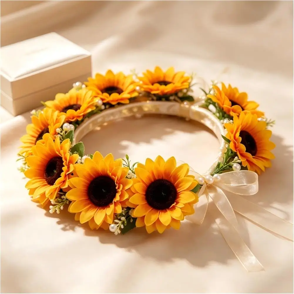 25pcs Realistic Artificial Sunflower Heads 9cm Yellow Silk Cloth Vibrant Fade Resistant Fake Flowers For Wedding Party Home Deco