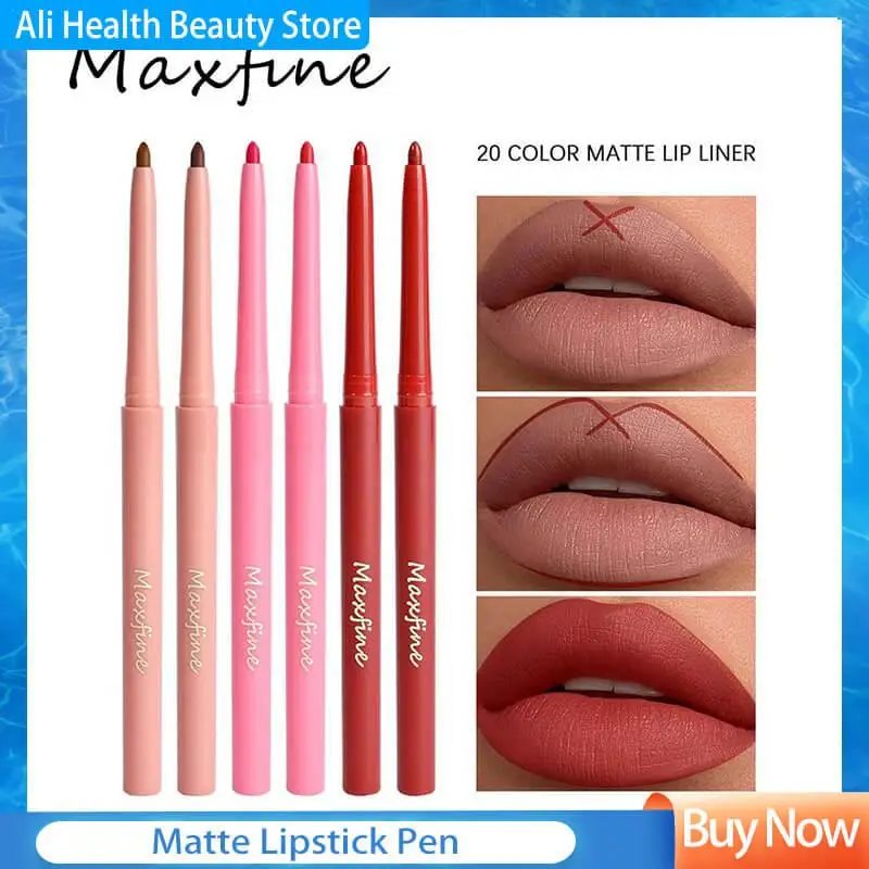 Impermeável duradouro Matte Batom, lápis Lip Liner, caneta de maquiagem labial, rosa nu, brilho labial sólido, 20 cores