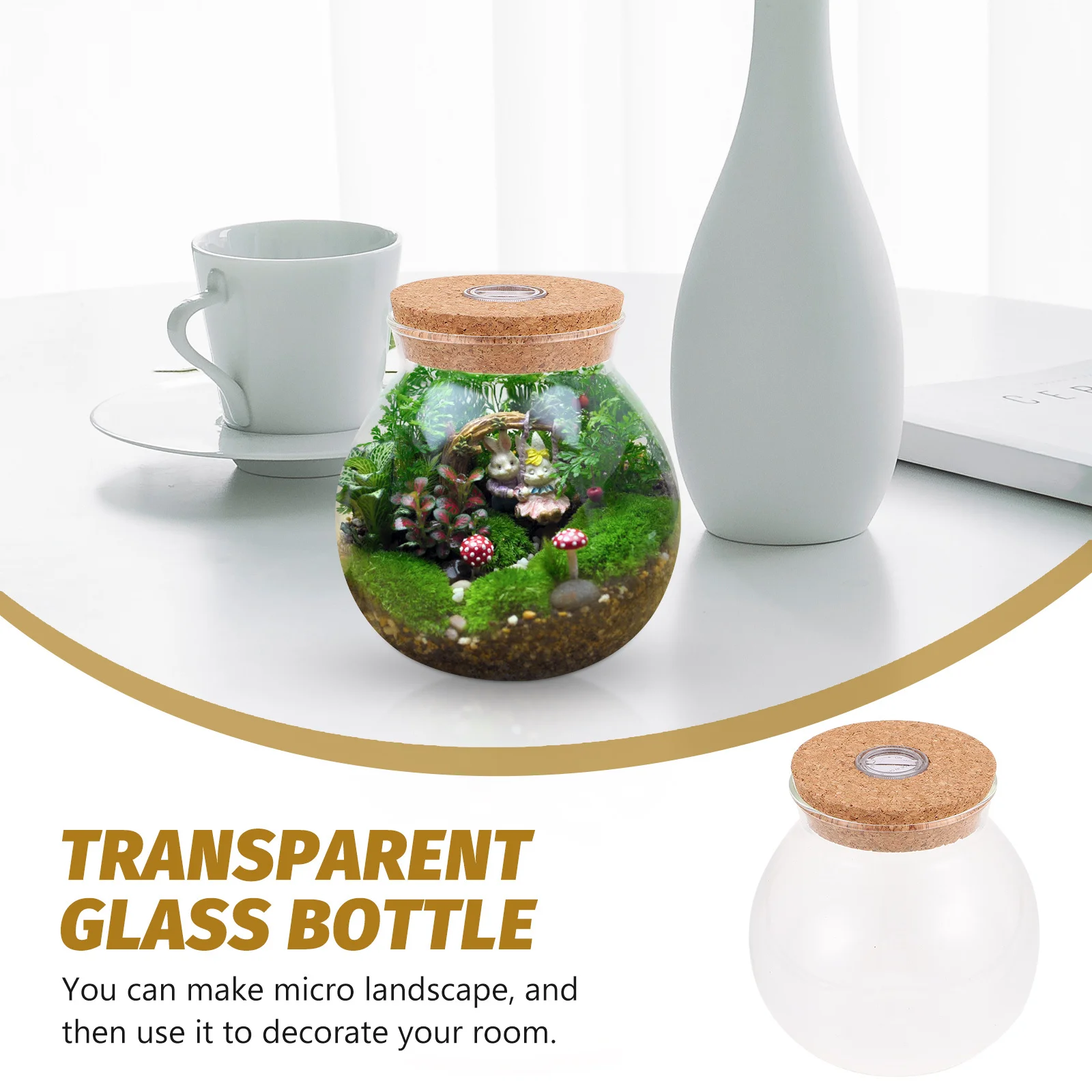 

1pcs Transparent Glass Ecological Bottle Diy Micro Landscape Container Simple Decorative Vase Home Decor Storage Jar