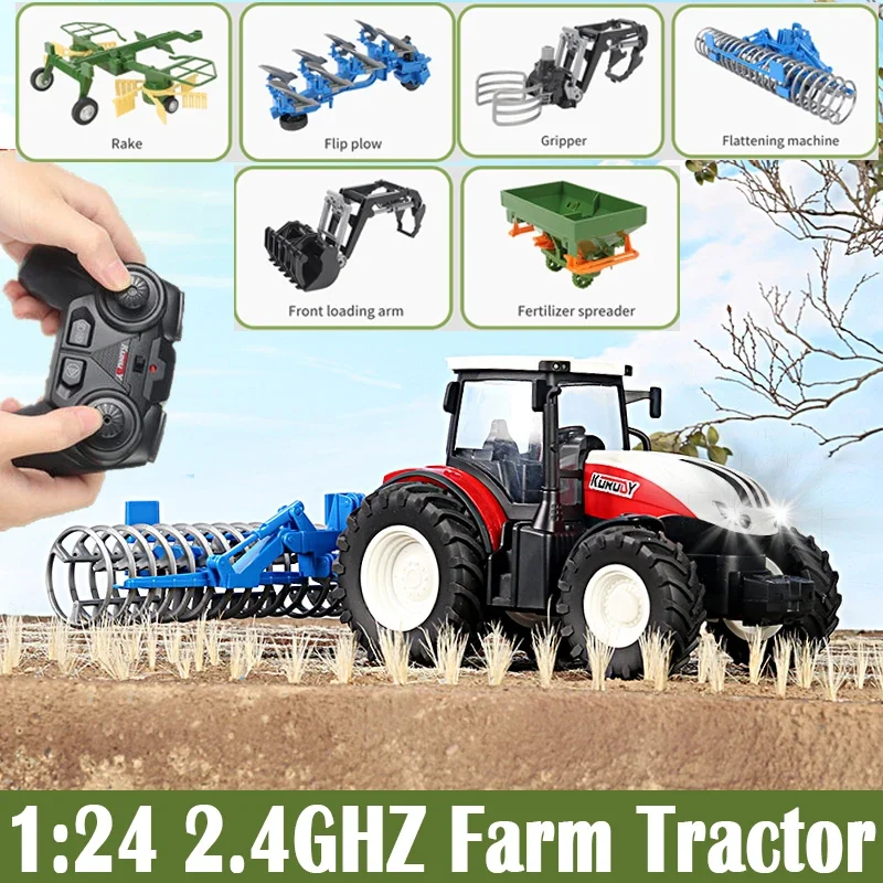 

2,4G RC сельскохозяйственные тракторы, автомобиль, 1/24, радиоуправляемые автомобили и грузовики со светом, имитация инженерной модели грузовика, игрушки для детей