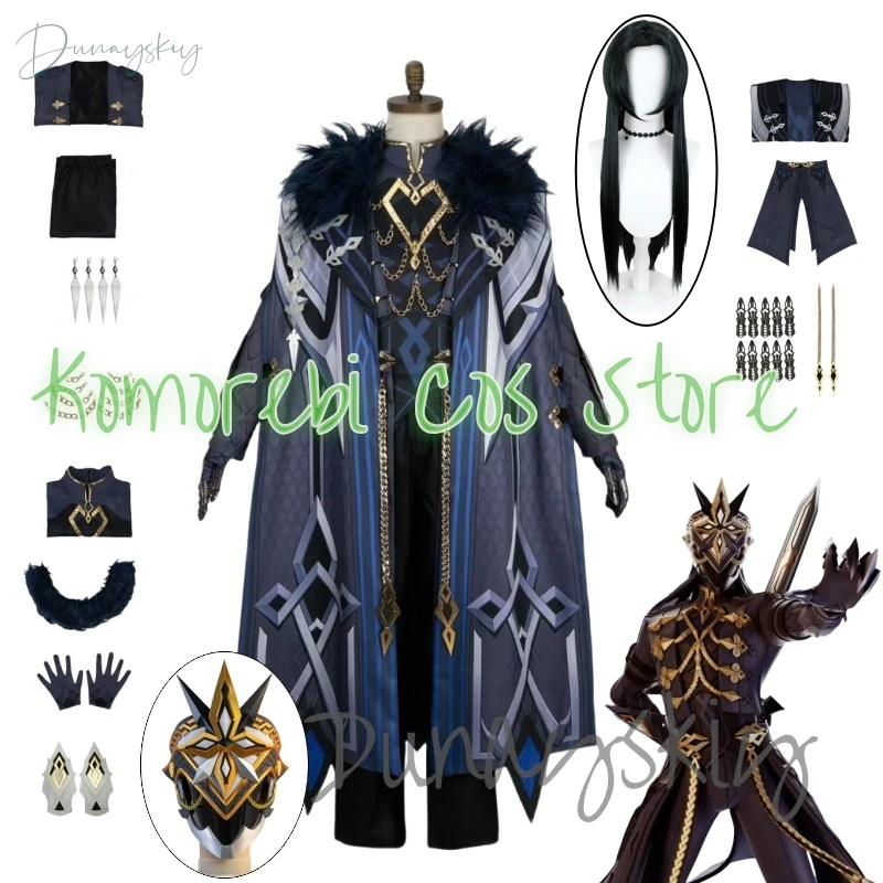 

Genshin Impact Fatui The Captain Cosplay Costume Wig Capitano Outfit Boots 3D Mask Halloween Party Roleplay Suit