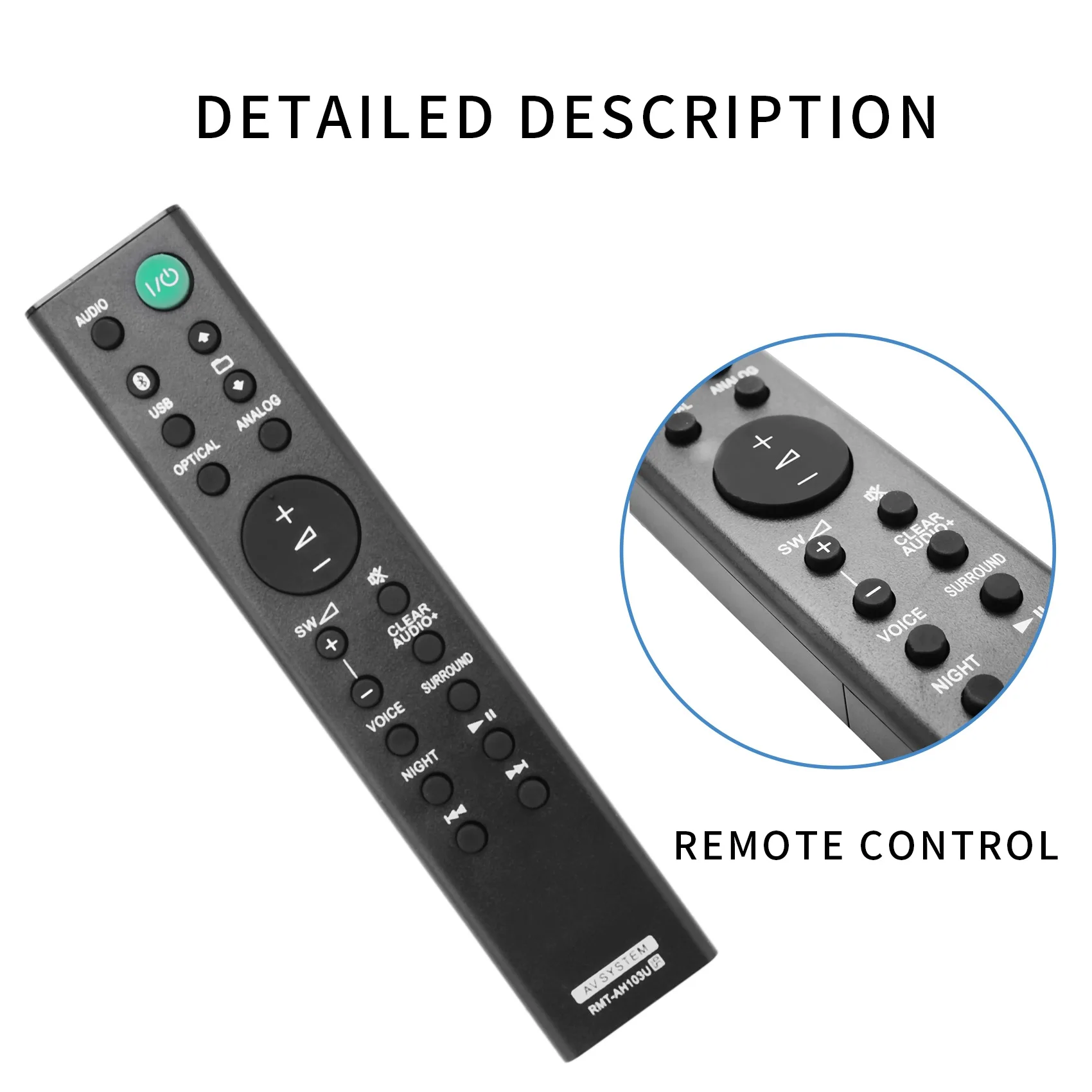 Controle remoto RMT-AH103U para barra de som Sony HT-CT80 SA-CT80 HTCT80 SACT80 SS-WCT80 RMTAH103U