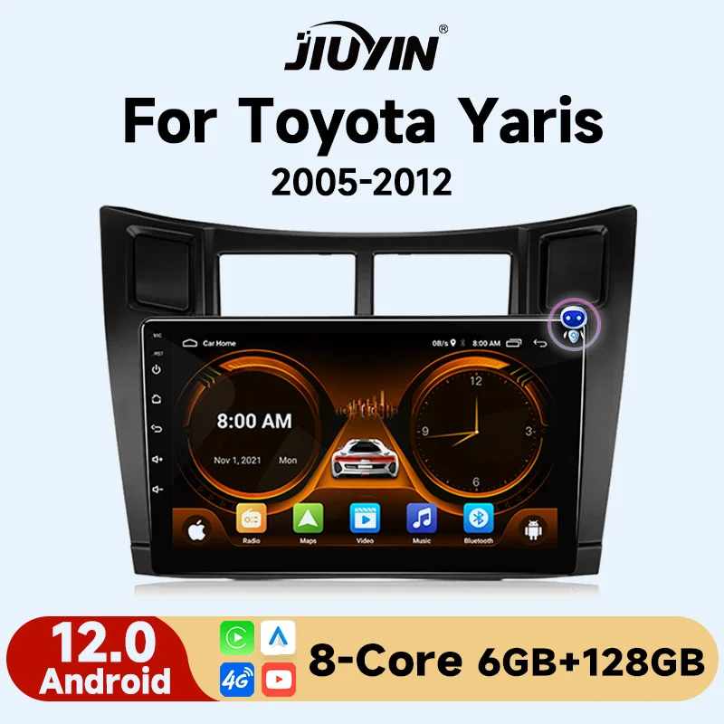 

Автомобильный радиоприемник JIUYIN для Toyota Yaris 2005-2012 беспроводной CarPlay Android Auto автомобильные интеллектуальные системы No 2 din 2din DVD