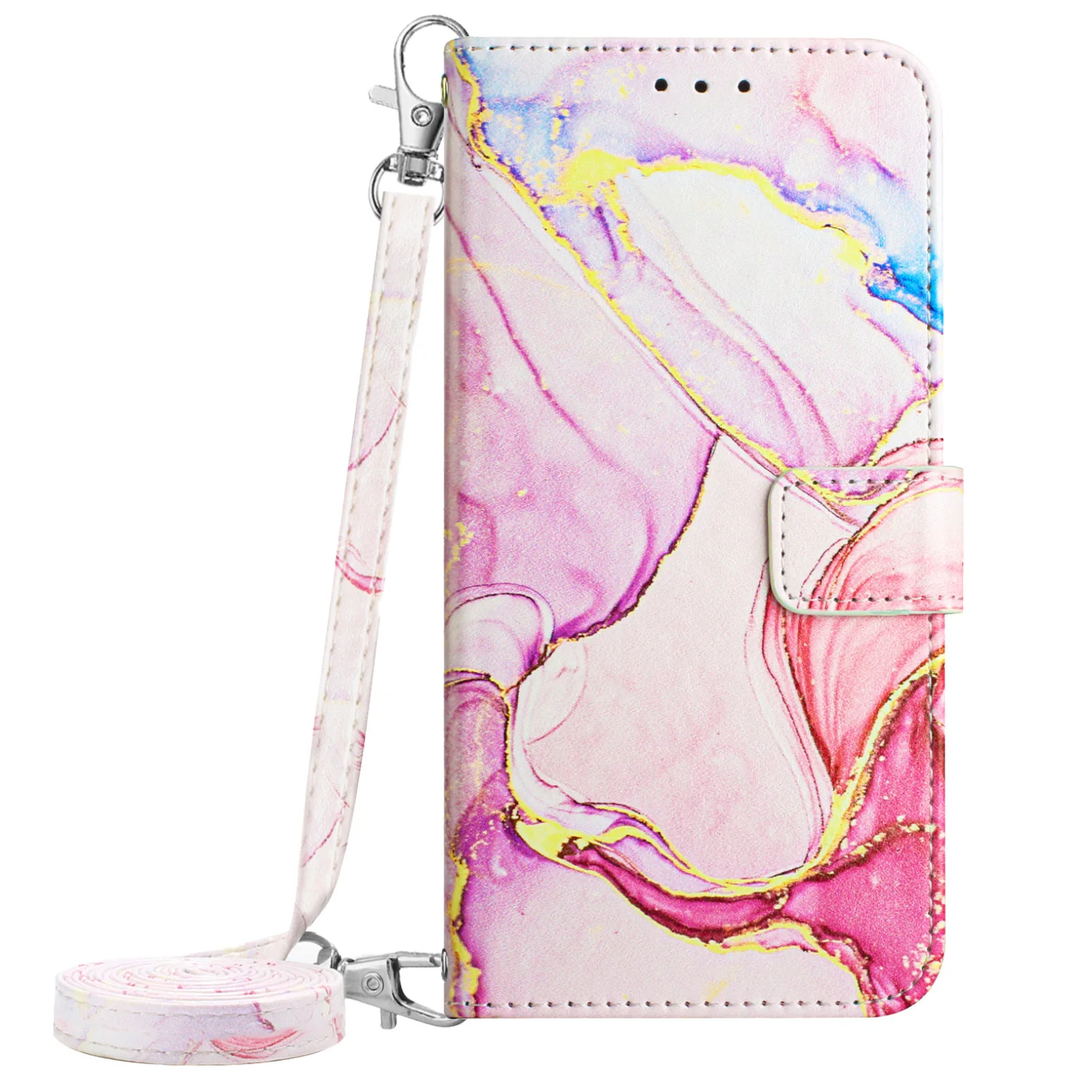 Marble Leather Crossbody Wallet Case For Samsung Galaxy A71 A51 A41 A31 A21 A11 A01 Wrist Rope Wallet Cover 3 Cards Slot Coque