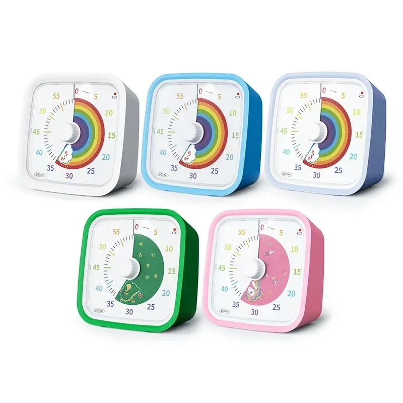 60 Minute Visual Timer Rainbow Disk Timer Silent Countdown Time Management Tool for Cooking Study Work Excercise Beauty