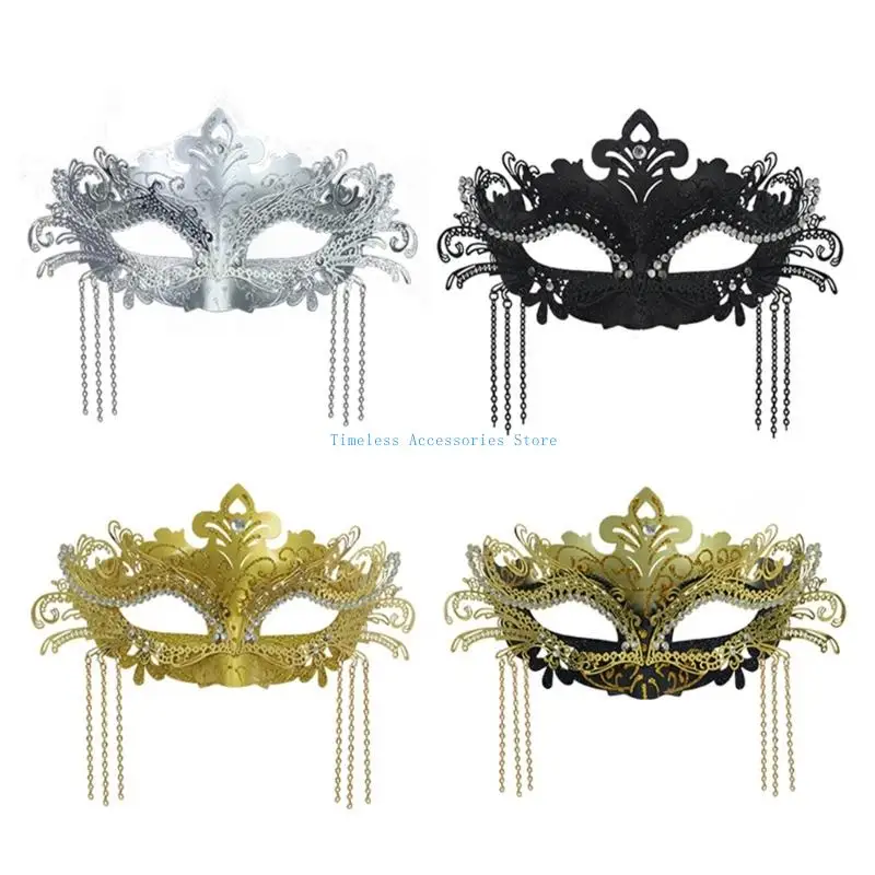 

97QE Glittering Metal Accent Masquerades Design Half Face Mask Theater Cosplay Photography Prop