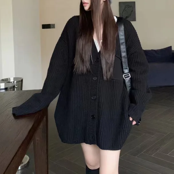   Cardigan ouvert tricoté couleur Pure rayé coupe ample décontracté Sle pull pour femme décontracté Faion automne hiver nouveau Ar...