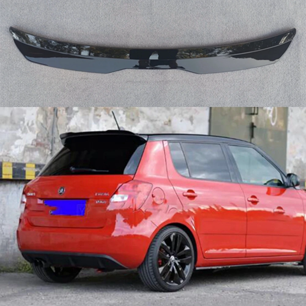 Rear Roof Lip Spoiler For Skoda Fabia RS Mk2 cABS Plastic Gloss Black Car Tail Wing Universal Spoiler