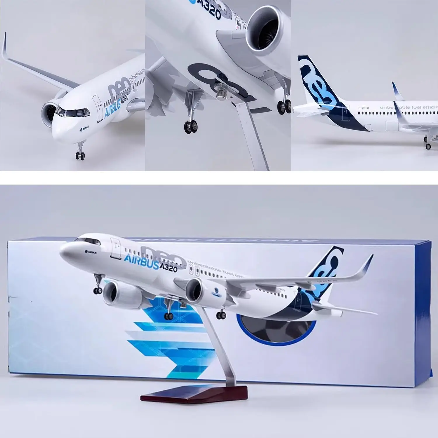 47cm Airplane Models A320 Prototype Resin Plane Model With Led Lights Wheels Base Collected Gift By Aviation