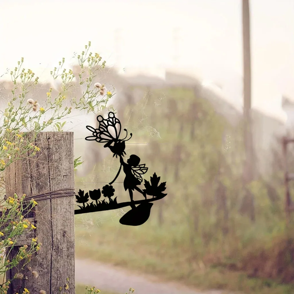 

Mushroom Fairy Wall Decor, Metal Wall Art, Tree Trunk Decor Wooden Post Decoration Fence Decoration Outdoor Decoration Gift