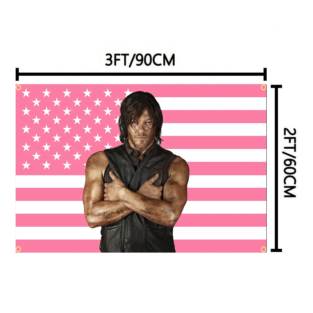 3X5FT Norman Reeduss Flag Daryl Dixo Flag Pink American Flag The Walking Dead Poster Wall Hanging Tapestry Room Decor