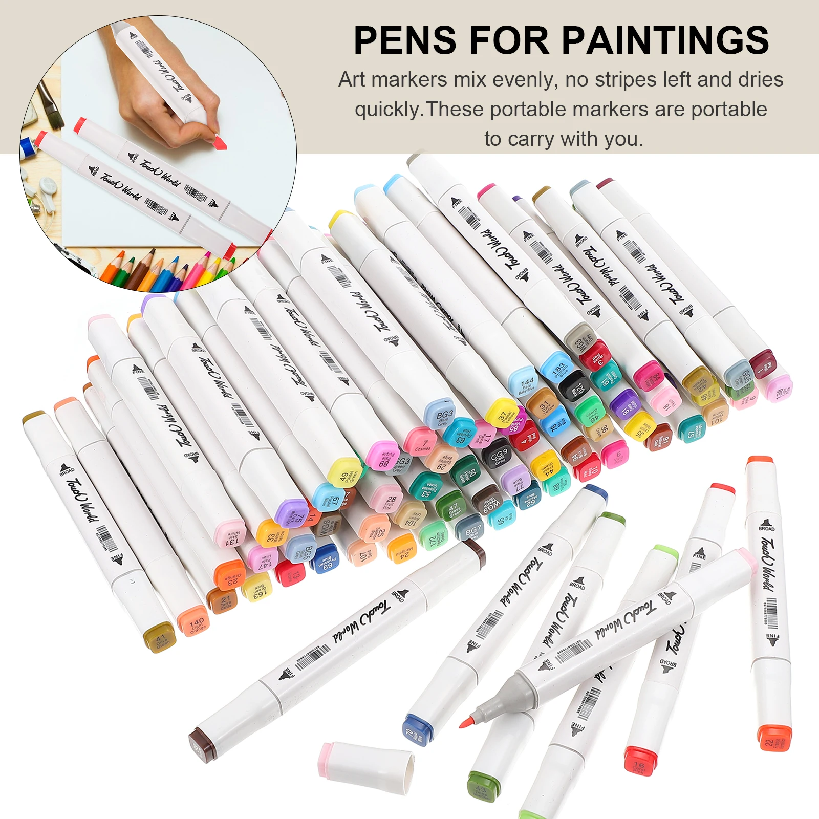 

80 color Marker Pen Set Double headed Watercolor Pens for Paintings Durable Art Markers Portable Drawing Tools