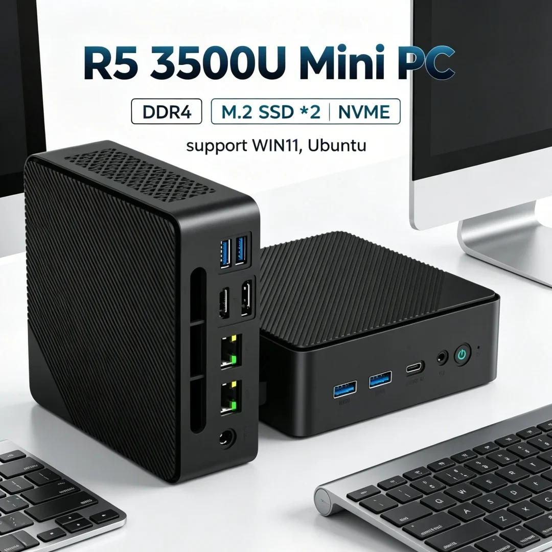 New Arrival Portable Mini Host AMD Ryzen5 3500U 32GB RAM 2TB SSD Win11 Conference Office PC