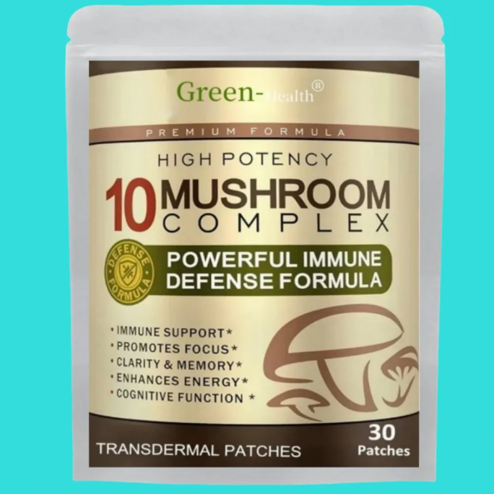 Advanced 10 Mushroom Complex Transdermal Patches For Brain Memory Immune Support Lions Mane-reishi-cordyceps 30 Patches