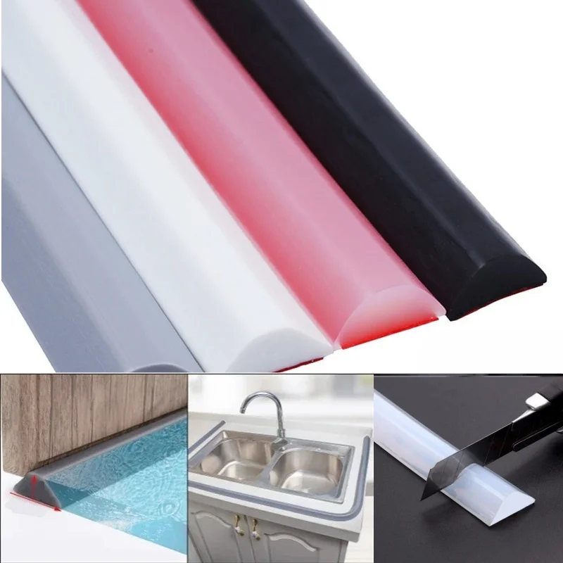 Multi-Size Color Silicone Water Barrier Bendable Bathroom Stopper Blocker Retaining Strip Dry And Wet Separation Flood Barriers