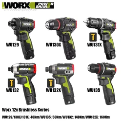 Worx 12v Brushless Power Tool Cordless Impact Screwdriver and Drill WU129 WU130X WU131X 40Nm WU132 140Nm WU132X 160Nm WU135 50Nm