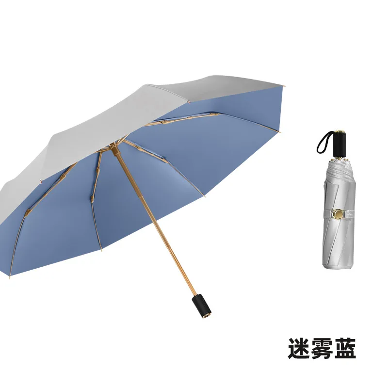 Triple fold dod weather resistant umbrella, solid color sun umbrella