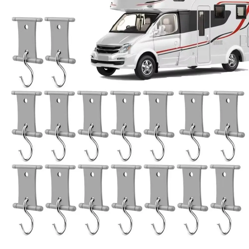 

16Pcs Sturdy Awning Hooks for RV S Shaped Camping Awning Hooks Metal Party Light Hangers Hats Outdoor Camper Hanging Accessories