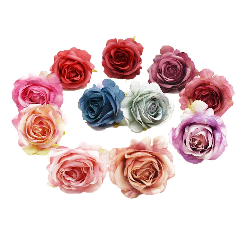 5Pcs Silk Roses Artificial Flowers Home Room Decor Wedding Party Valentines Day Decor Flower Wall Scrapbook Diy Crafts Accessory