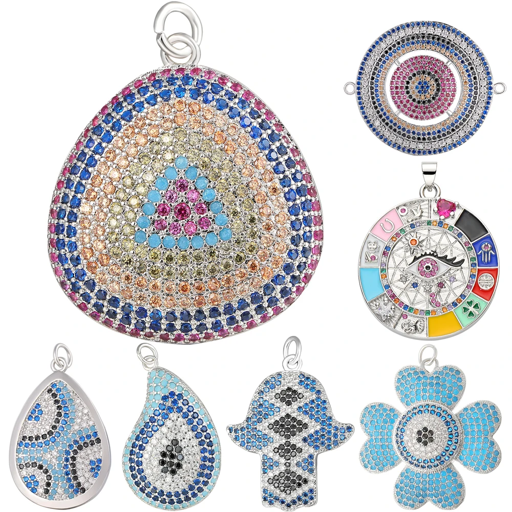 Juya ręcznie robione 18K prawdziwe złoto platerowane platyną turkusowe turkusowe tureckie szczęście greckie Evil Eye amulety do tworzenia biżuterii z talizmanu