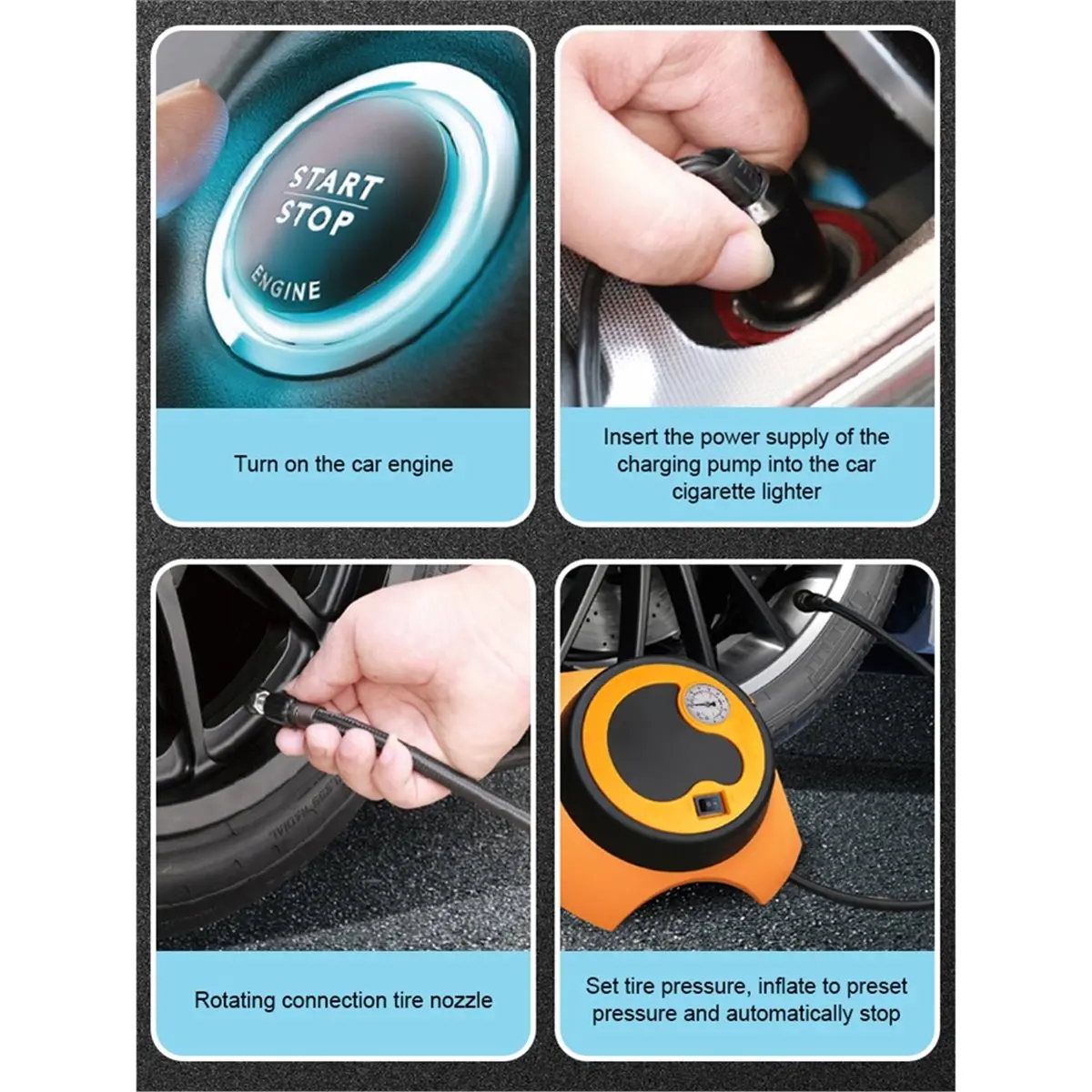 【50% OFF】Multifunctional Vehicle Air Pump with Pointer Pressure Display - for Car, Motorcycle Tires and Balls