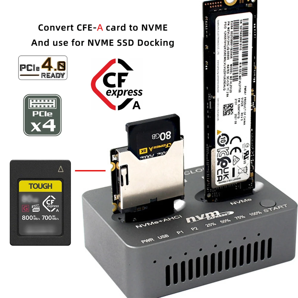 Cablecc adaptador de extensión NVMe M2 m-key NGFF M.2 Host A CFExpress CFA CFE tipo A para soporte de tarjeta de memoria de cámara