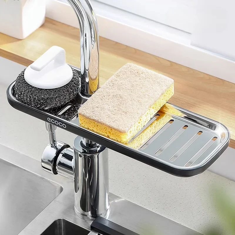 Faucet storage rack Stainless steel sink storage rack Kitchen utensils utensils sink Dishcloth drain basket