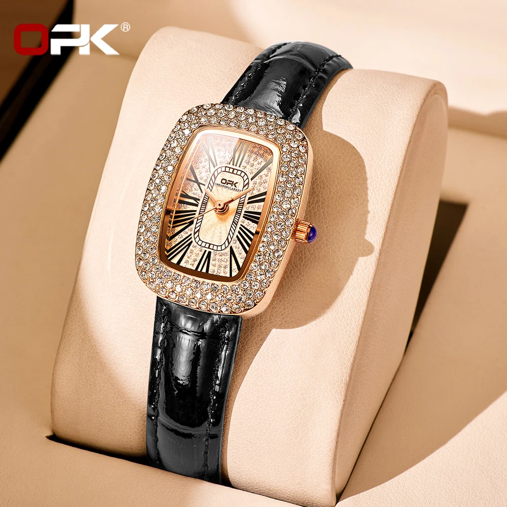 

OPK-Montre à кварц простой pour dames, браслет 20:00 vai en diamant, Rosenelle romaine, 8616