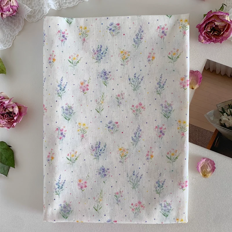 

145 см * 50 см ткань из чистого хлопка, ткань с цветочным принтом в горошек, подходит для простыней, платьев, пижам, других тканей