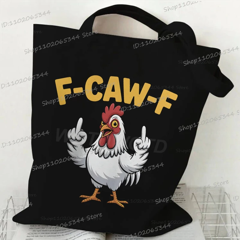 F-CAW-F poulet toile sac fourre-tout Harajuku Animal femmes hommes grande capacité sac à provisions F-CAW-F poulet sac à bandoulière 2025 nouveau