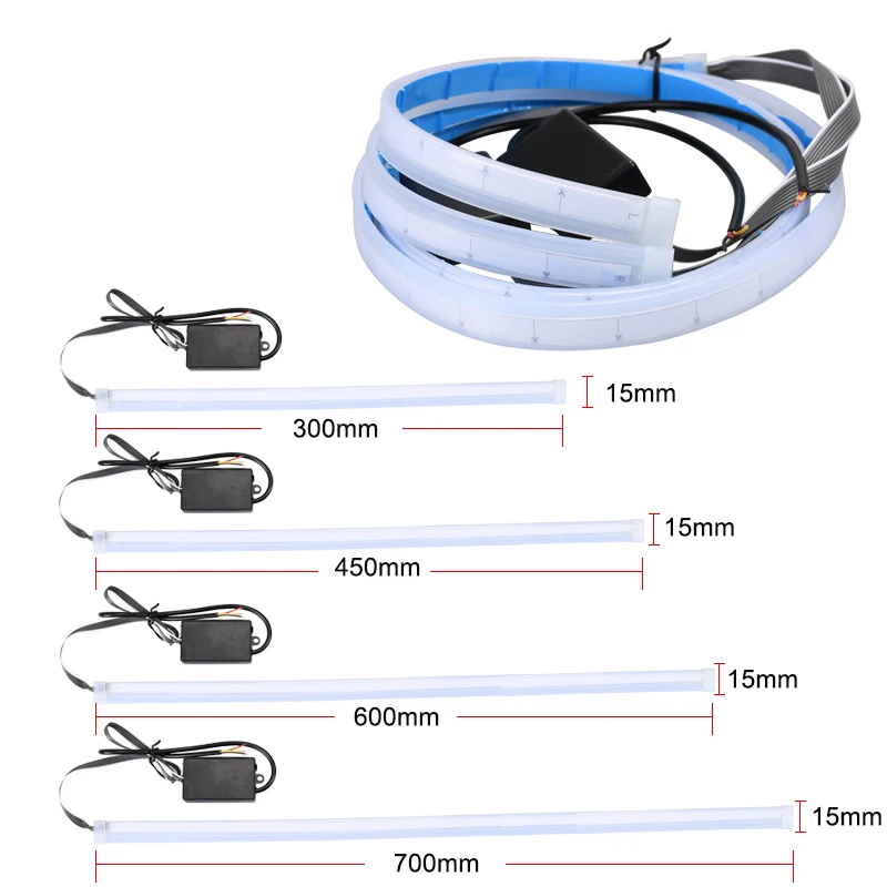 2Pcs 24V Car DRL Daytime Running Light  Yellow Signal Turn 30/45/60/70cm Waterproof Cuttable LED Signal Lamp For Pickup Truck